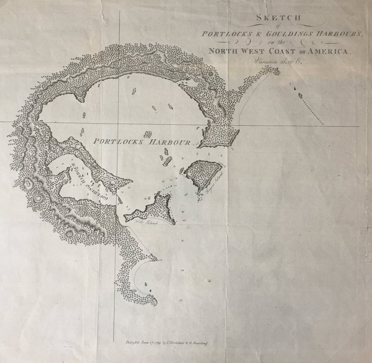 Item #13565 Sketch of Portlocks & Gouldings Harbour's on the North West Coast of America; Variation 25 00' E [from the 1789, A Voyage Round the World; But More Particularly to the North-West Coast of America: Performed in 1785, 1786, 1787, and 1788 with George Dixon]. Nathaniel Portlock.