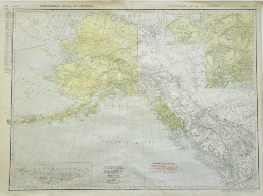 Item #13732 Rand McNally & Co.'s Commercial Atlas of America; New Commercial Atlas Map of Alaska [Hawaiian Islands on verso]. Rand McNally, Co.'s.
