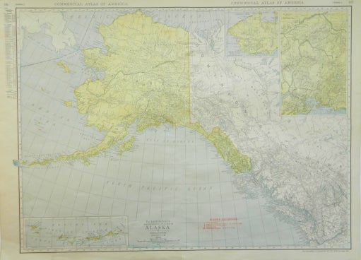 Item #13733 Rand McNally & Co.'s Commercial Atlas of America; New Commercial Atlas Map of Alaska [Hawaiian Islands on verso]. Rand McNally, Co.'s.