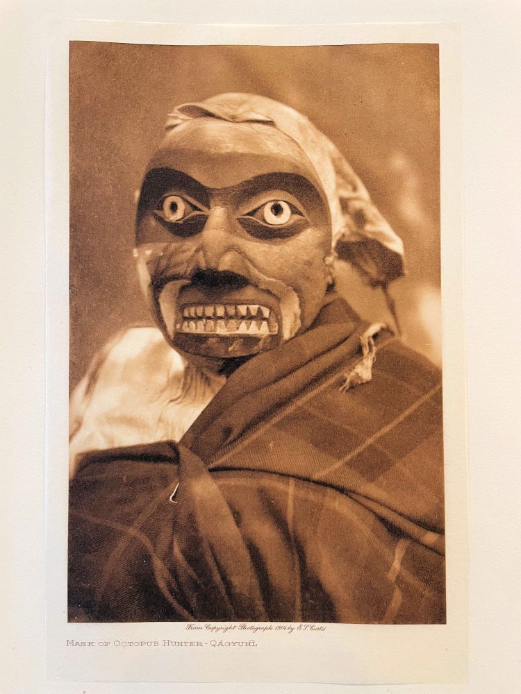 Item #14165 Mask of Octopus Hunter - Qagyuhl; [Printed on Japanese tissue (India Proof paper) and mounted to Dutch Van Gelder paper] [North American Indians (1907-1930), Volume 10 - The Kwakiutl, (1915), Facing page 246 ]. Edward S. Curtis.