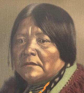 Portrait of Minnie Krailey, a Native American woman from the Columbia Plateau tribes; [From a series of portraits by Helm and others of Native Americans from the Plateau Region]