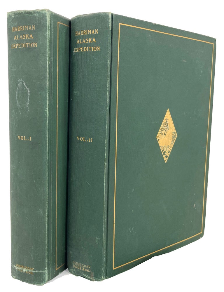 Item #14258 Harriman Alaska Expedition; [Volume I, 1902, by John Burroughs, John Muir and George Bird Grinnell; Volume II, 1901, by William Dall, Charles Keeler, Henry Gannett, William Brewer, C. Hart Merriam, George Bird Grinnell, and M. L. Washburn]. C. Hart Merriam.